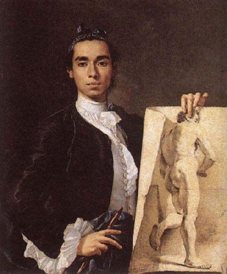Luis Egidio Melendez Detail of Self-portrait Holding an Academic Study. Sweden oil painting art